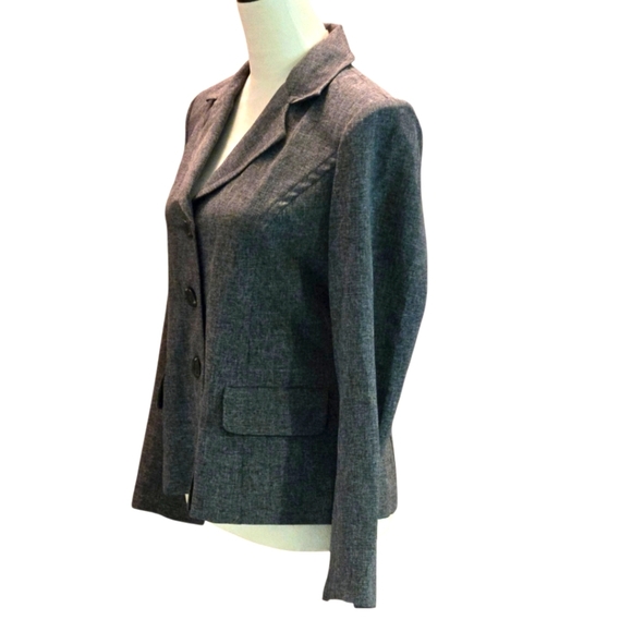Studio C Gray Blazer Suit Jacket Notched Collar Button Up Faux Pockets Women's 8 - Picture 2 of 12